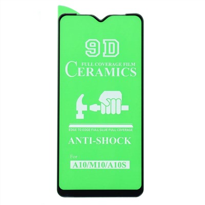Защитное стекло Ceramics Samsung A12/A02/A02S (черный) 9D тех.упаковка