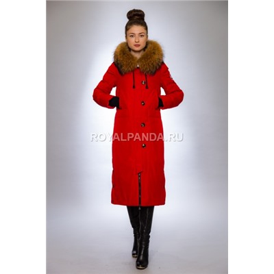Женская куртка зимняя 19-208 красный натуральный мех