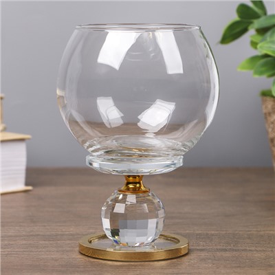 Подсвечник стекло на 1 свечу "Прозрачный шар" 12,5х8х8 см