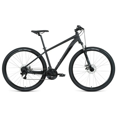 Велосипед 29" Forward Apache 2.2 D, 2022, цвет черный матовый/черный, размер рамы 17"