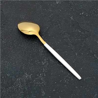 Ложка чайная Magistro «Блинк», 14,5×3 см, белая ручка, на подвесе, цвет золотой