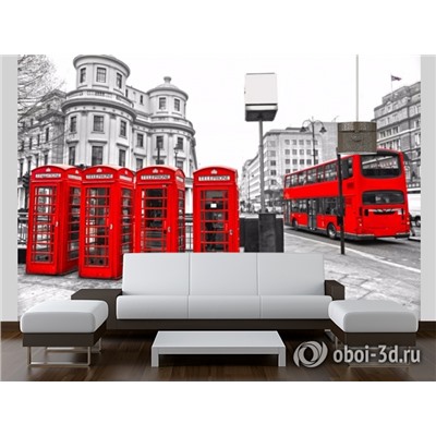 3D Фотообои «Телефонные будки в Лондоне»