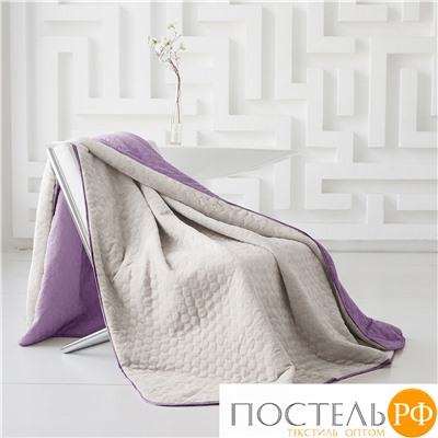 Одеяло - покрывало Sleep iX (иск.мех + одн.ткань) 180x220 Ткань: Фиолетовый, Мех: Молочно-Серый