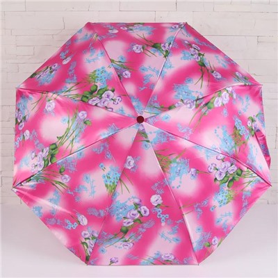 Зонт полуавтоматический «Цветы», 3 сложения, 8 спиц, R = 49, цвет МИКС