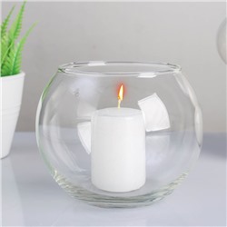 Ваза-шар стеклянная "Классика" с белой свечой, 12×10 см