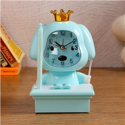 Часы-будильник с подсветкой, с ручкой, дискретный ход, d=6.5 х 6.5, 1 АА, голубой