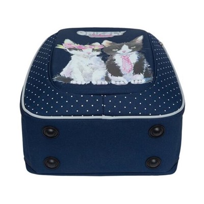 Рюкзак каркасный Grizzly RAf-192, 39*30*18, для девочки "Коты", синий