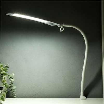Лампа настольная на струбцине Гермес 8Вт LED, гибкая стойка, белый, h=40 см