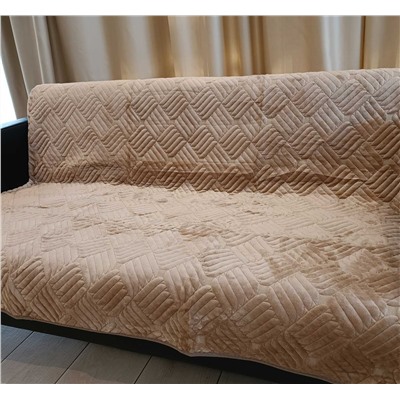 Дивандек накидка на диван велюровая 180/210 Геометрия ,бежевый