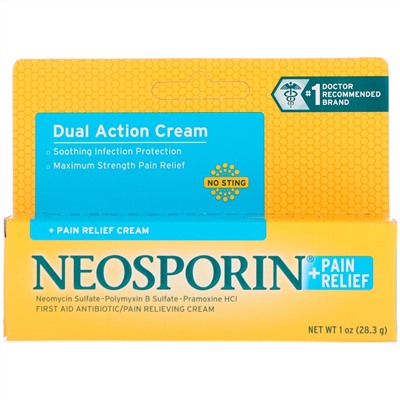 Neosporin, Крем двойного действия, обезболивающий крем, 1 унция (28,3 г)