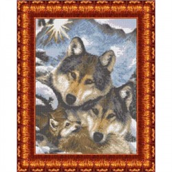 Ткань-схема для вышивания бисером и крестом "Семья волков" А3 (кбж 3019)