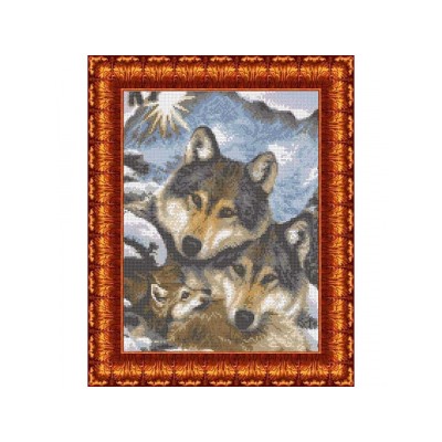 Ткань-схема для вышивания бисером и крестом "Семья волков" А3 (кбж 3019)