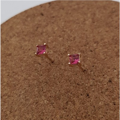 Серьги гвоздики коллекция Xuping ML покрытие позолота тёмно-розовый камень