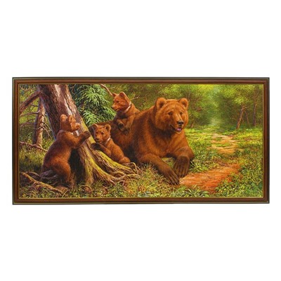 Картина "Медвежья семья" 36х73 см