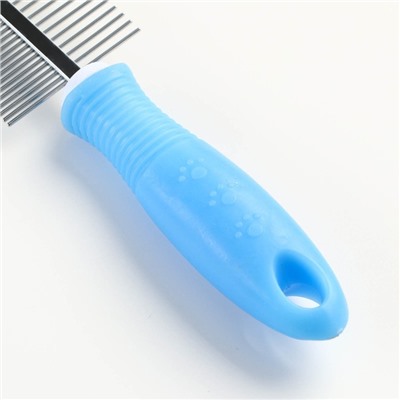 Расчёска "Комфорт" двухсторонняя, нескользящая ручка, 19,5 х 5,2 см, голубая