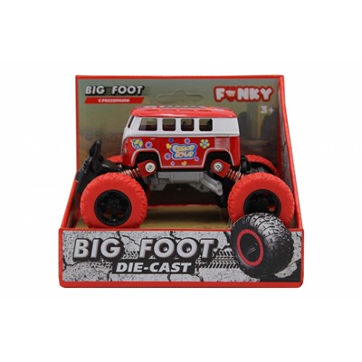 Машина пластиковая FUNKY TOYS FT61076 Автобус die-cast, инерционный, красный, 1:46