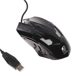 Мышь Perfeo QUEST PF-1712-GM, игровая, проводная, оптич., 3200 dpi, подсветка, USB, черная