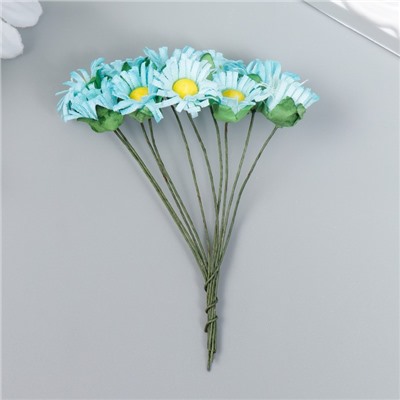 Цветы для декорирования "Ноготки" голубой 1 букет=10 цветов 7 см