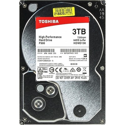 Жесткий диск Toshiba SATA-III 3Tb HDWD130UZSVA P300 (7200rpm) 64Mb