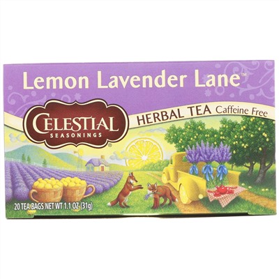 Celestial Seasonings, Травяной чай, лимонно-лавандовый путь, без кофеина, 20 чайных пакетиков, 1,1 унции (31 г)