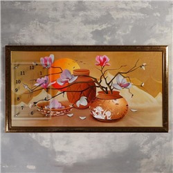Часы-картина настенные, серия: Цветы, "Закат в пустыне", 50 х 100 см
