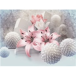 3D Фотообои  «Лилии с колючими шарами»