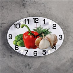 Часы настенные, серия: Кухня, "Овощи", 24х34  см, микс