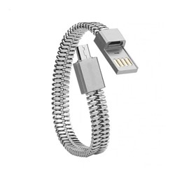 Кабель-браслет USB серебристый