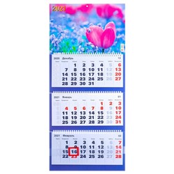 Календари квартальные трио "Цветы, 2021 - 3" 31 х 69 см