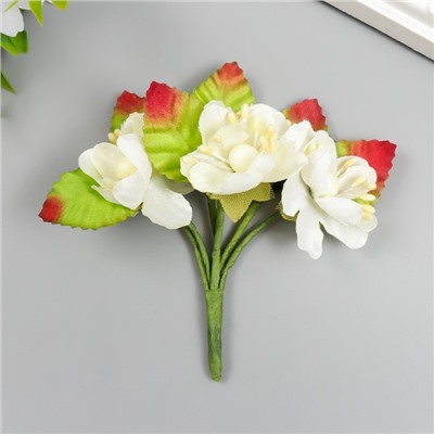 Цветы для декорирования "Циния" 1 букет=6 цветов 9 см сливочный