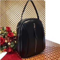 Эффектный рюкзак-трансформер Prime_Royal из гладкой прочной натуральной кожи чёрного цвета.