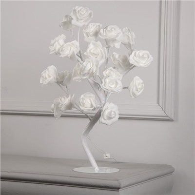 Светодиодный куст «Розы белые» 45 см, 24 LED, постоянное свечение, 220 В, свечение белое