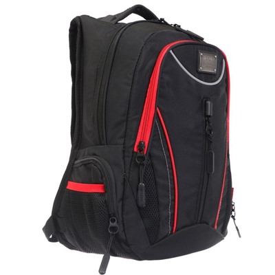 Рюкзак молодёжный, Merlin, 43 x 33 x 13 см, эргономичная спинка, чёрный/красный