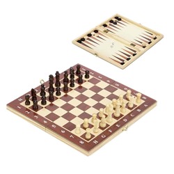 Набор игр 3 в 1 (шашки, шахматы, нарды) дерево, 29x29см, арт.2115 341-134