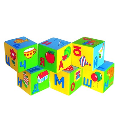Набор развивающих мягких кубиков «Азбука в картинках», 6 штук