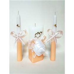 Набор свечей "Атласная роза", абрикосовый : Домашний очаг 6.8х15см, Родительские свечи 1.8х17.5см