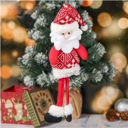Мягкая игрушка "Дед мороз с узорами - длинные ножки" 8,5*35 см красный
