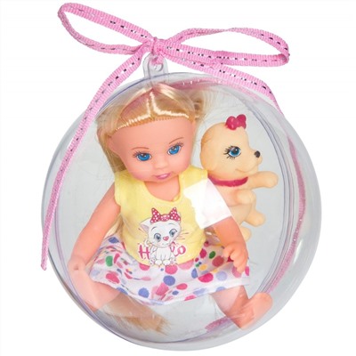Набор игровой Bondibon, куколка OLY 13 см с  собачкой в прозрачном шаре d=11СМ, арт. 8215.