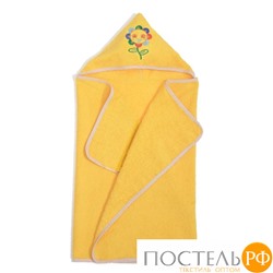 Полотенце с капюшоном, махра цв ярко-желтый, вышивка Солнышко 60х120
