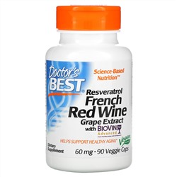 Doctor's Best, Экстракт французского красного винного сорта винограда, 60 мг, 90 вегетарианских капсул