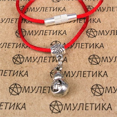 KB017 Браслет на красной нити Тыква-горлянка (на богатство), цвет серебр.
