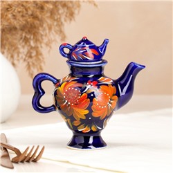 Чайник для заварки "Самовар", синий, роспись, 0.1 л
