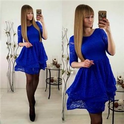 Платье короткое коктейльное синее П3202