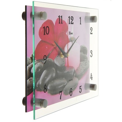 Часы настенные, серия: Цветы, "Цветок на камешках", 20х26 см, микс