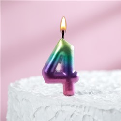 Свеча в торт "Акварель", цифра 4, 6 см