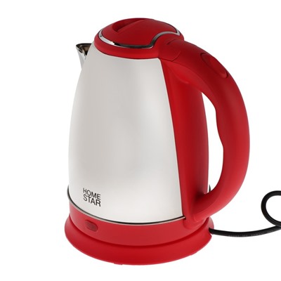 Чайник электрический Homestar HS-1028, металл, 1.8 л, 1500 Вт, серебристо-красный