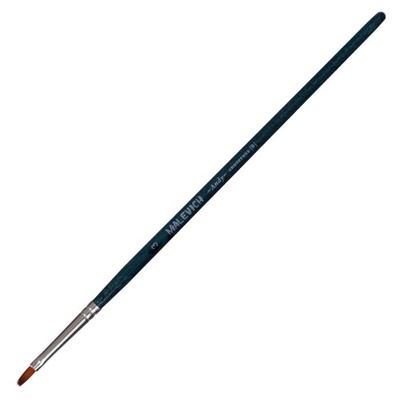 Кисть плоская, Andy, № 3, d-3.0 мм, L-7 мм (короткая ручка), синий лак, «Малевичъ», синтетика