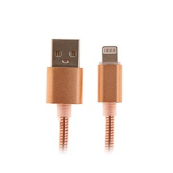 Кабель LuazON, lighting - USB металлическая оплётка, 1 А, 1 м, розовое золото