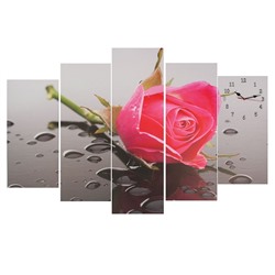 Часы настенные модульные «Розовая роза», 80 × 140 см
