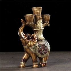 Сувенир полистоун подсвечник "Африканский слон в золотой, ажурной попоне" 19х12,5х5 см